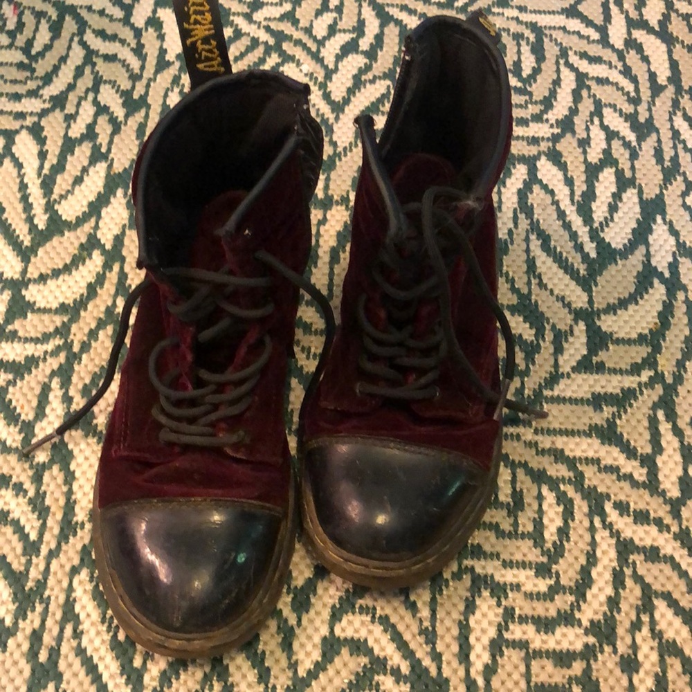 Burgundy velvet Dr. Martens